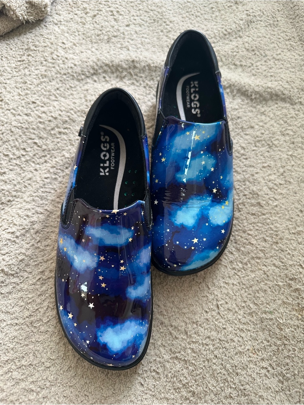 KLOGS Naples Galaxy Starry Night Patent Leather Clogs size 6 Medium